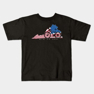 MTB Virginia American Flag Red White and Blue Kids T-Shirt